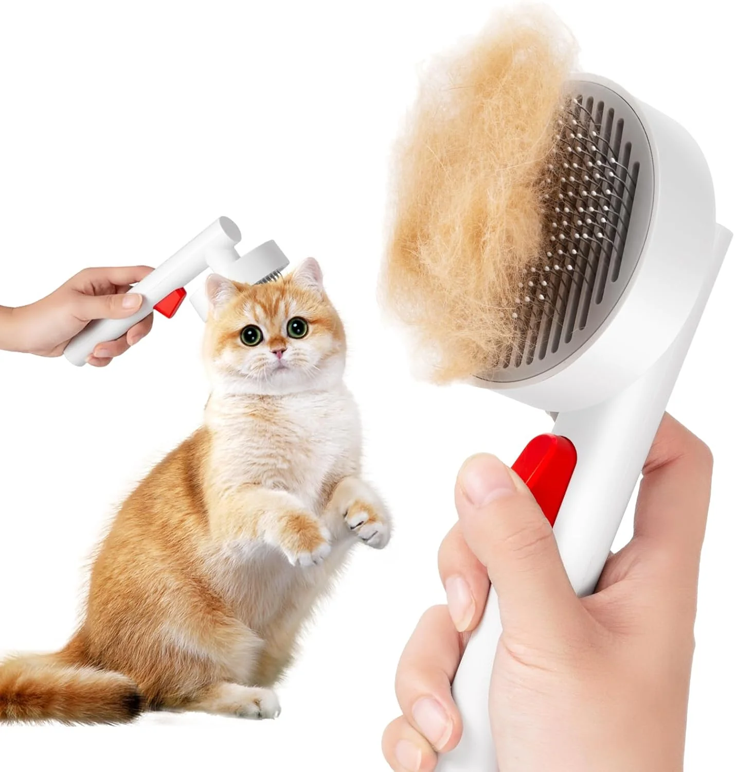 Excellent Cat Brush for Shedding with One-Click Button Pet Comb for Indoor Cats Suitable for Long or Short Haired Cats Small and Medium Dogs Grooming for Puppy Kitten Massage Removes Loose Fur Official