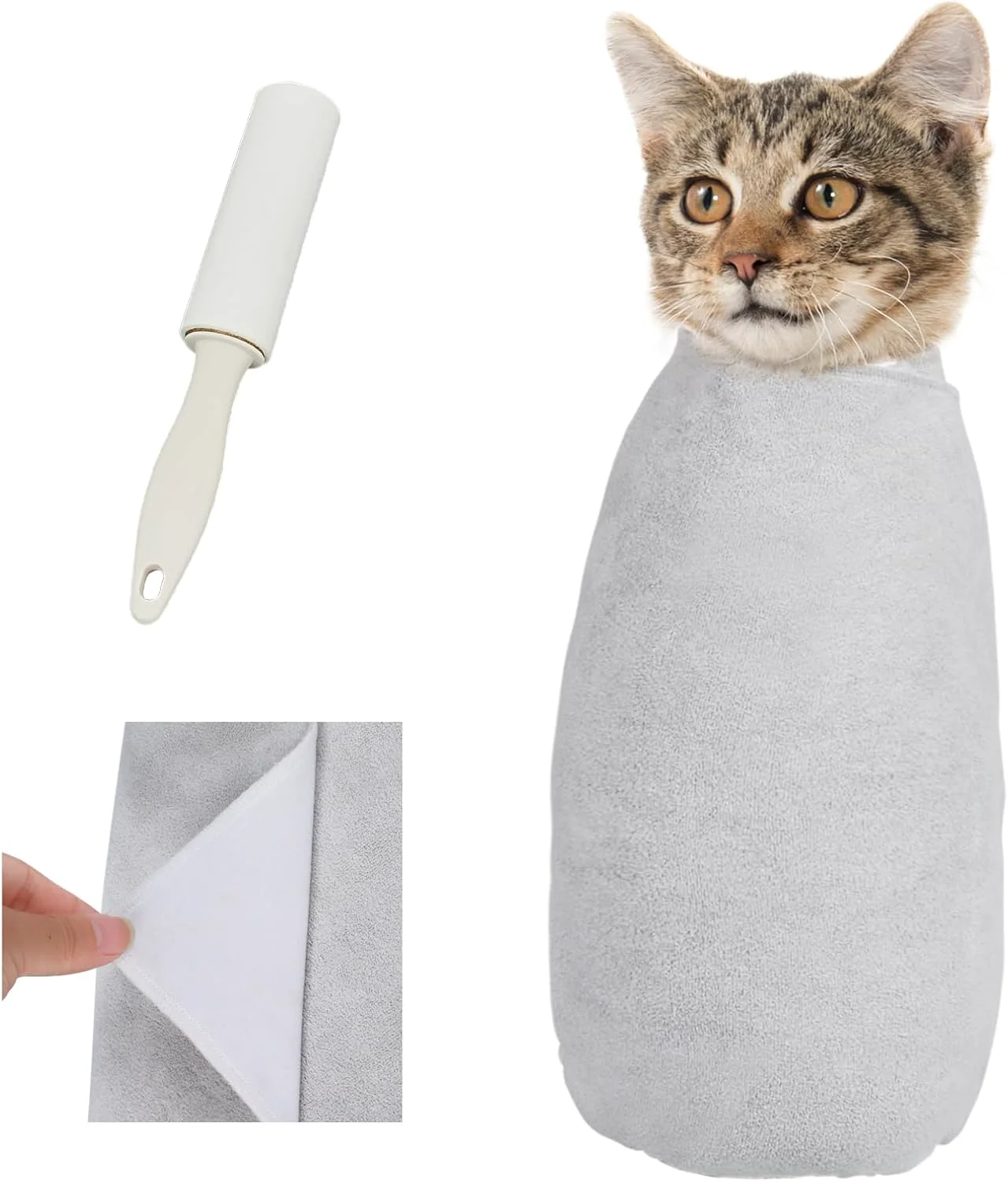 Certified Supet Cat Wrap for Cutting Nails Self-Adhesive Cat Grooming Wrap Anti-Scratch Cat Wrap for Grooming I for Medicine Nail Clipping Teeth Brushing Ear Cleaning Verified