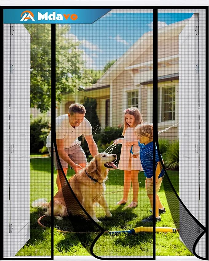 Clean Double Door Fiberglass Magnetic Screen Door，Screen Door Mesh，Keep Bugs Out Prestigious