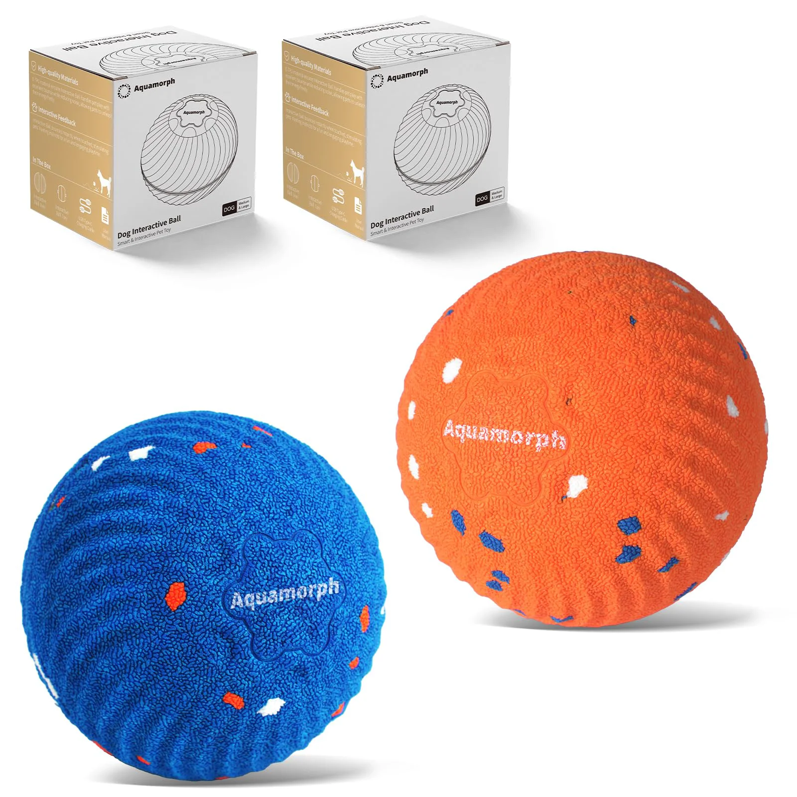 User-Friendly Aquamorph 2 Pack Interactive Dog Balls for Medium Large Dogs Auto Moving Rechargeable Classic