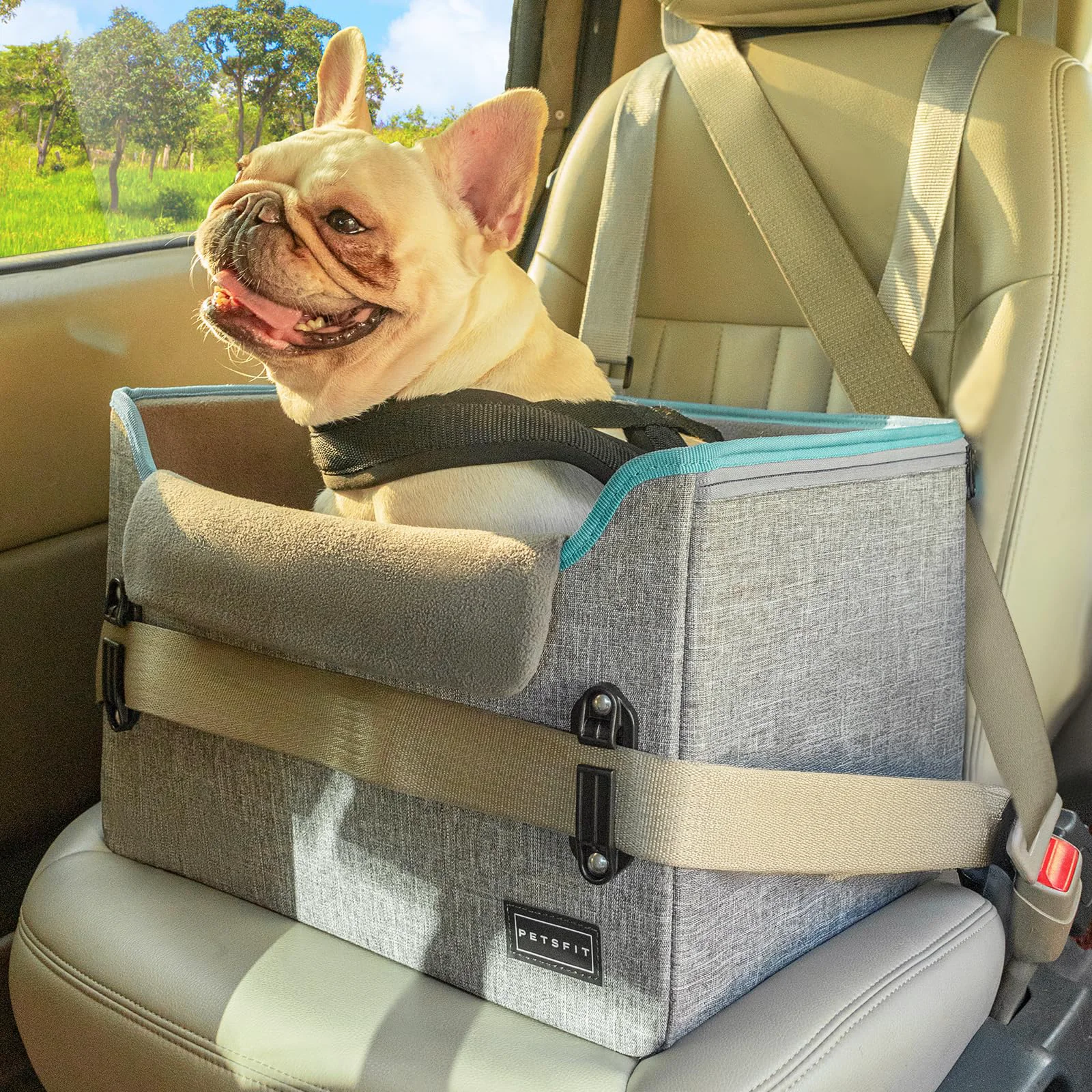 Effective PETSFIT Small Dog Car Seat – Patented Buckles Foldable Booster Safer Travel Flexible