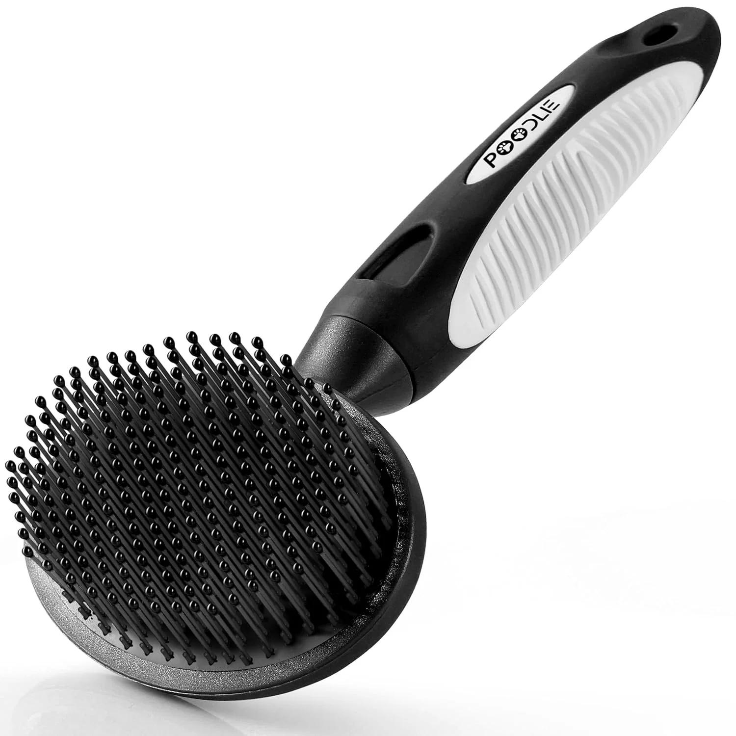 Official Round Bristle Pet Brush for Dogs and Cats - Soft Dog Brush for Grooming Short or Long Hair - Gentle Tool for Sensitive Skin Removes Dander Dirt and Detangles Black Authentic