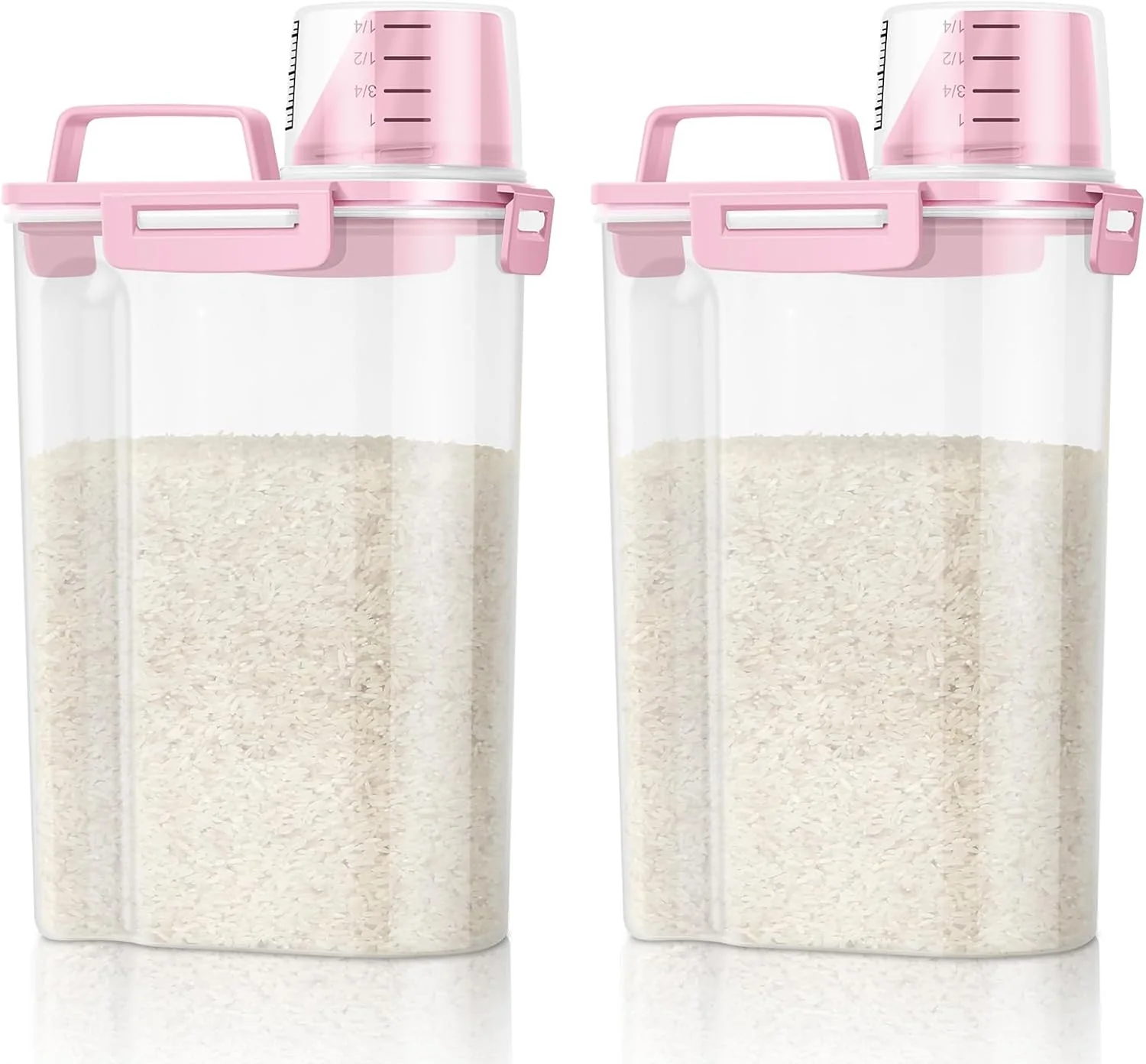 Fine Crafted TBMax Rice Container 2 Pack 5 Lbs Ce Container Storage Kitchen Pantry Food Storage Holder with Cup Small Pet Dog Cat Food Container -Pink Top-Quality