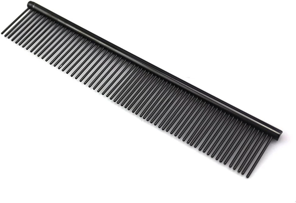 Environmentally Friendly ZoCr Stainless Steel Pet Comb for Dogs Cats Pet Grooming Comb with Different Spaced Rounded Teeth Black Eco-Friendly
