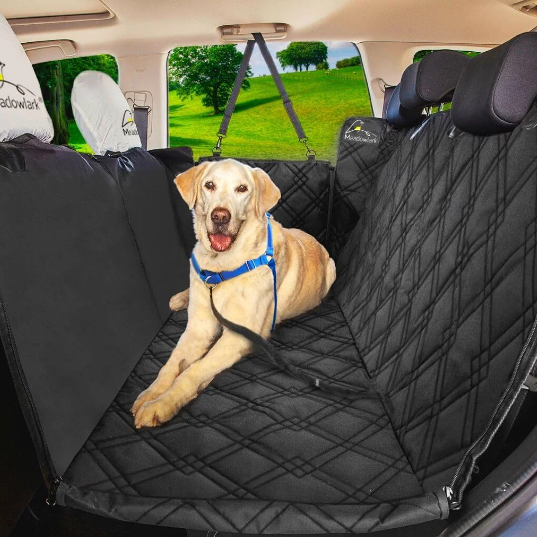 Smart Meadowlark Dog Seat Cover – Full Coverage Waterproof Car Protector with Side Flaps Lightweight