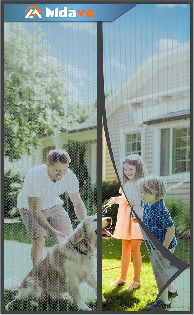 Secure Magnetic Screen Door，Screen Door Mesh，Keep Bugs Out Heavy-Duty Mesh Curtain Eco-Friendly