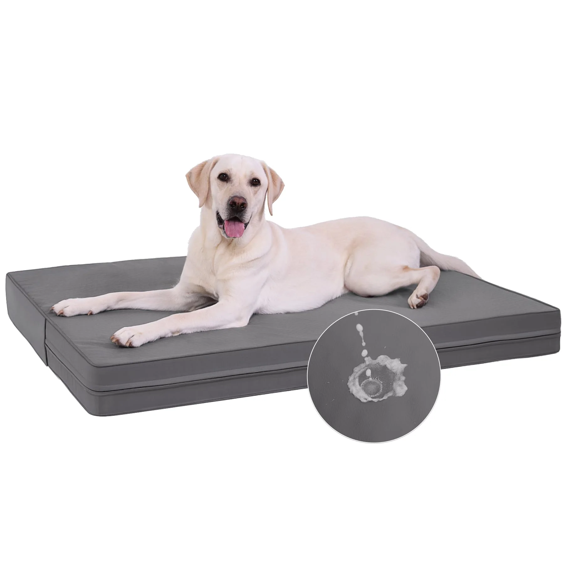 Comfortable Vonabem XXL Dog Bed 47x29 Waterproof Leather-Look Crate Pad with Removable Cover Orthopedic Foam Top-Quality