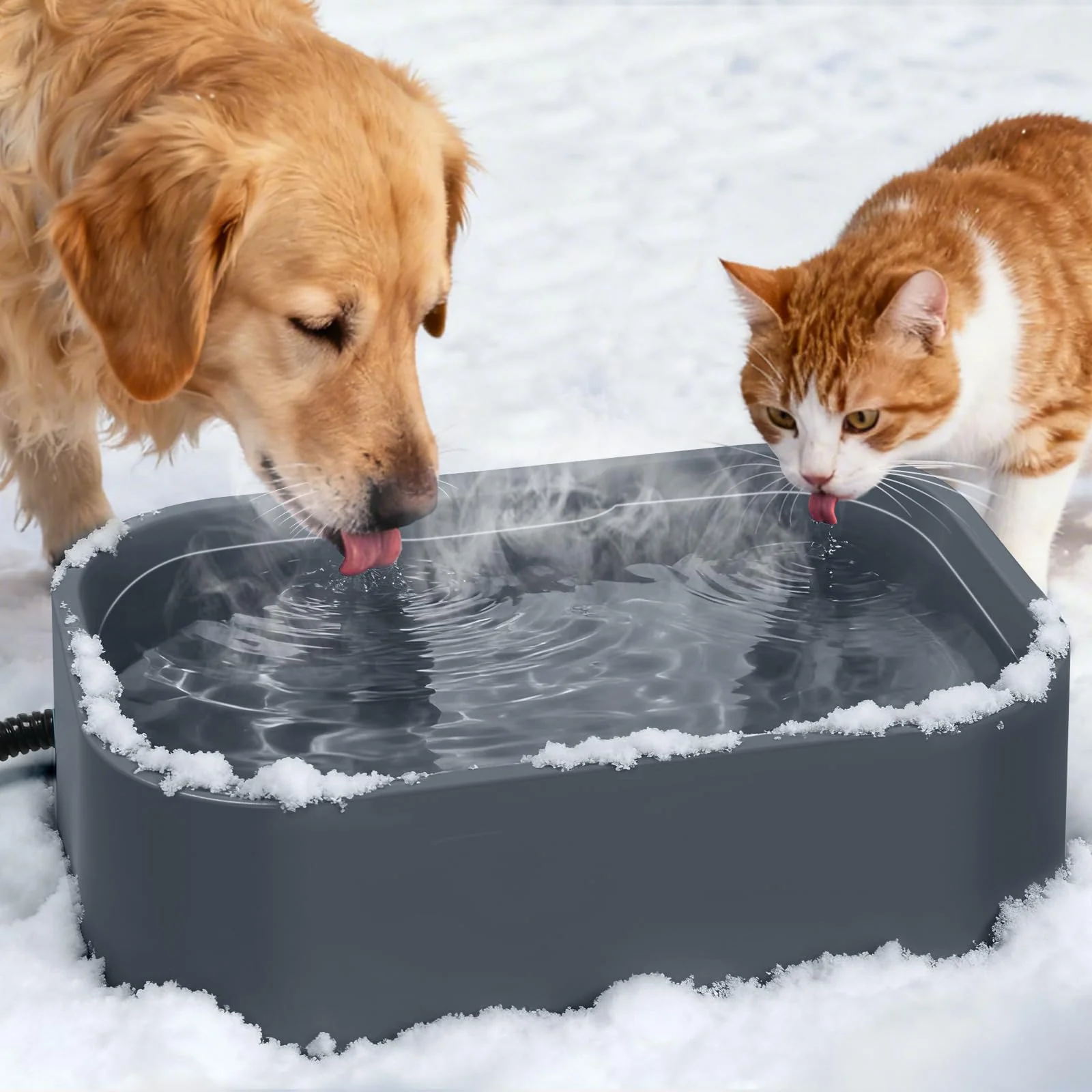 High-End IPOW Extra Large Heated Pet Bowl – 5-Layer Design 5.5L Reusable