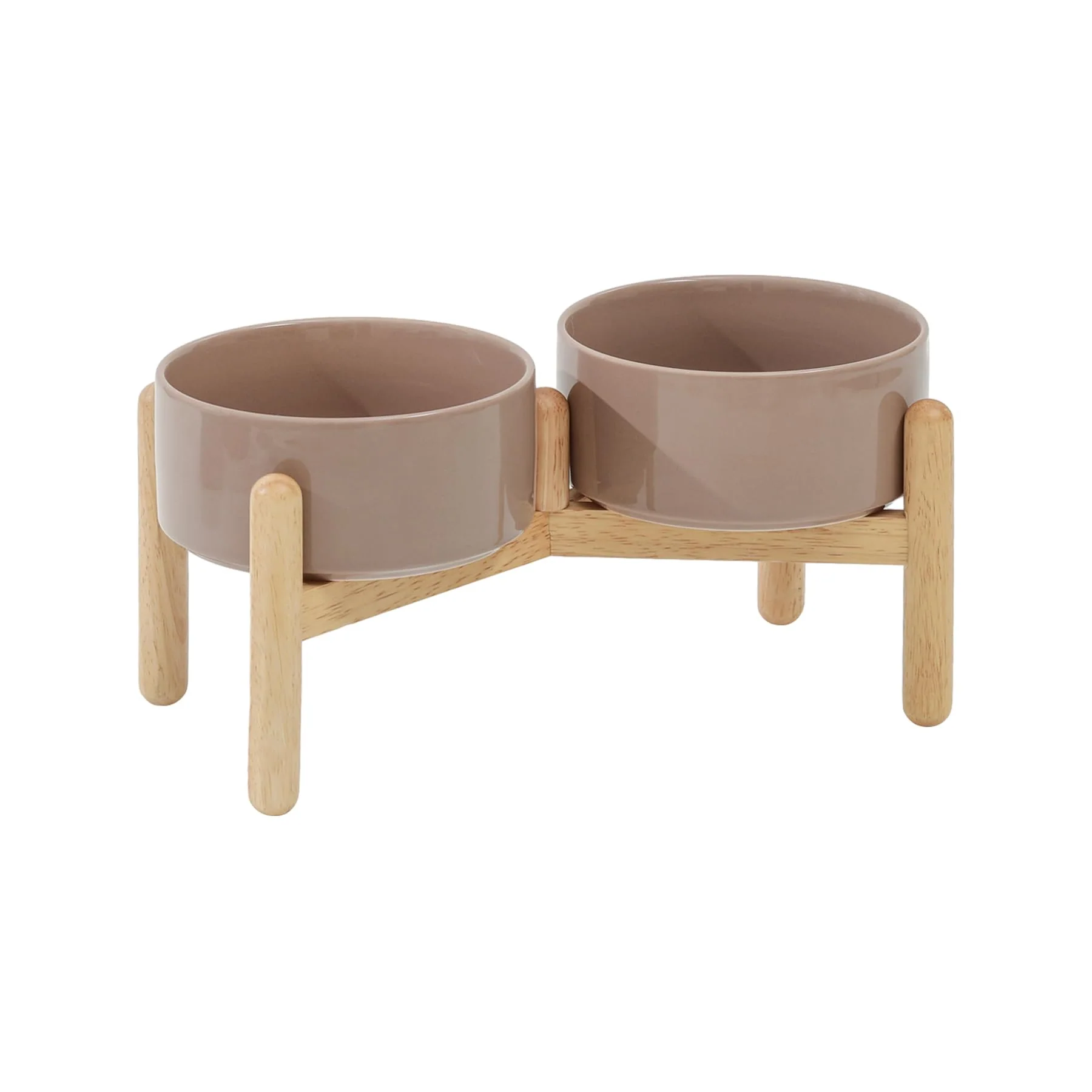 Certified Havniva Ceramic Raised Dog Bowl with Stand - Double 28oz Bowls for Small Medium Dogs Brown Coffee Easy-to-Use