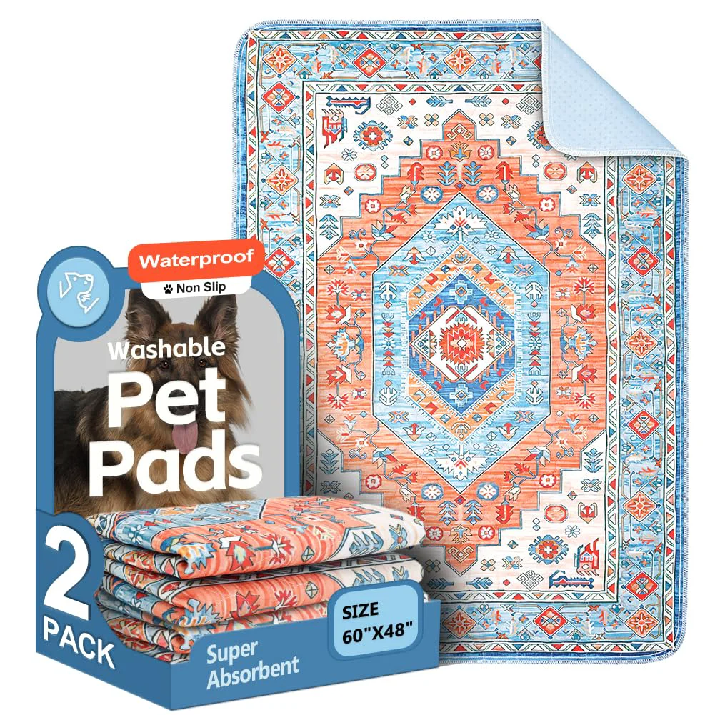 Recyclable ULIGOTA 2-Pack Washable Dog Pee Pads 60x48 - Reusable Waterproof Non-Slip Exclusive