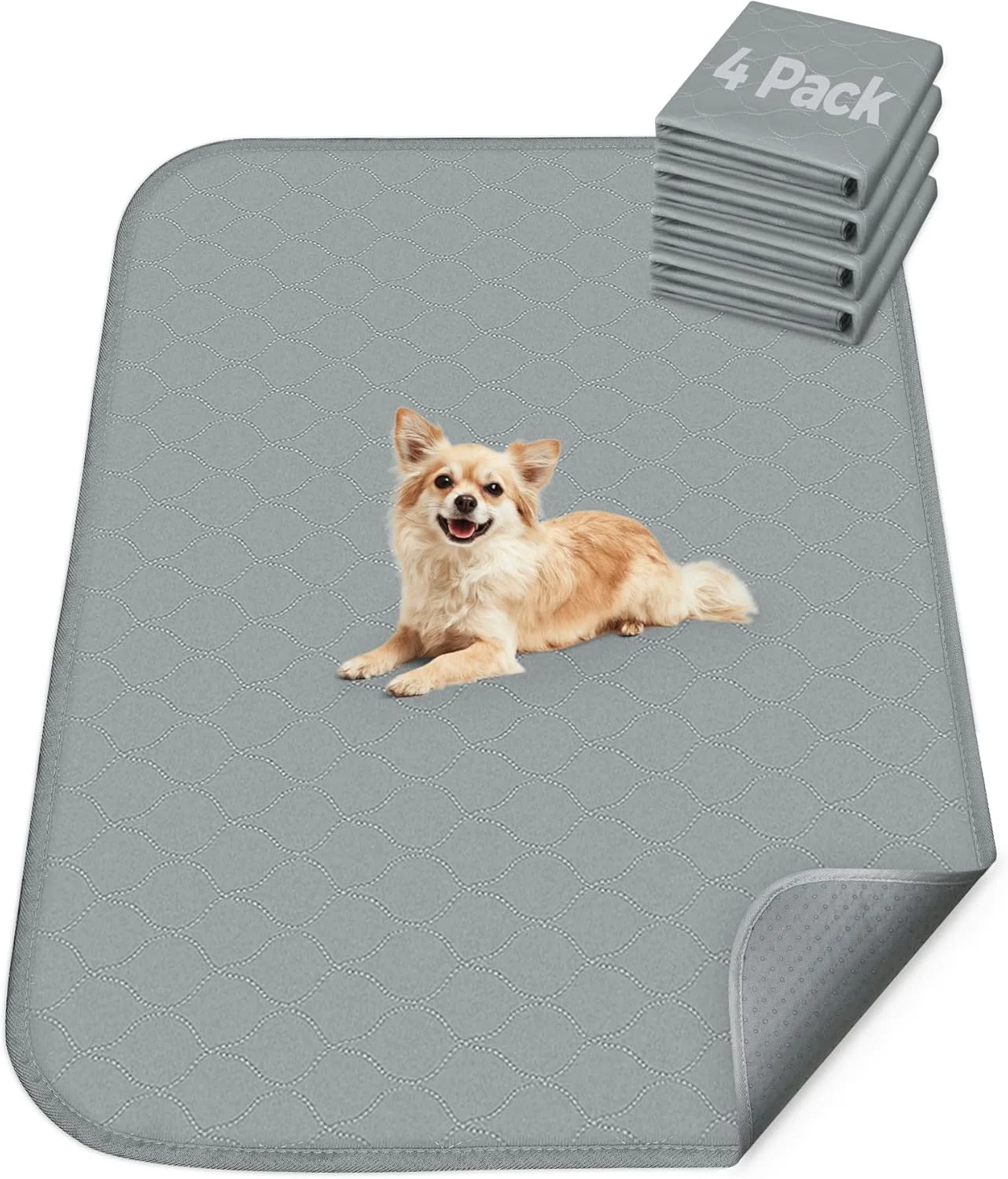 Casual FXW Washable Pee Pads for Dogs Puppy Pads with Super Absorbent Specifically Designed for 24inch Cages 23 × 17 Rectangle Gray 4 Packs Detailed