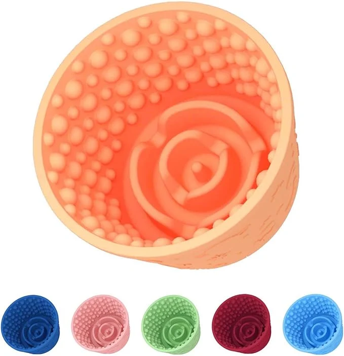 Soft Dog Slow Feeder Lick Bowl Non-Slip Dog Licking Treat Dispenser Slow Feeder Bowls for Small Medium Large Breed Dogs Anxiety Relief Anti-Choking BPA Silicone Light Orange 1.6 Cup About ThisOverview Innovative