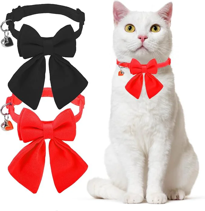Convenient Cat Collar Breakaway with Bells Soft Pure Cotton Bowtie Collar Proven