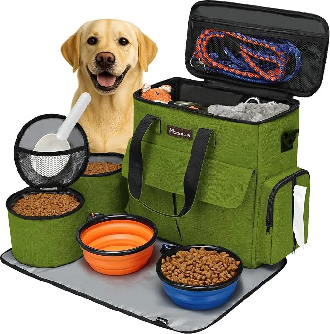 Sophisticated Modoker Dog Travel Bag Weekend Pet Travel Set Premium Material