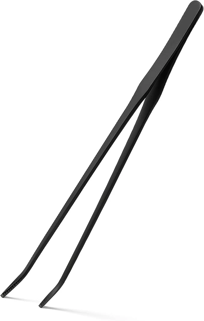 Professional Mandala Crafts 15 Inches Black Stainless Steel Curved Aquarium Tweezers Long-Lasting