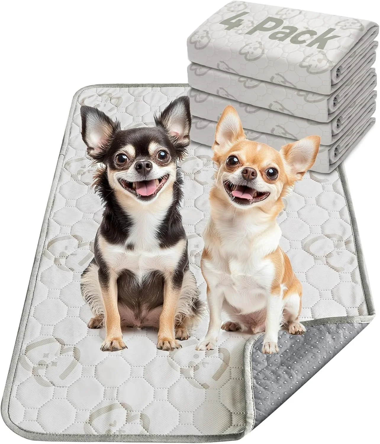 Smooth FXW Washable Pee Pads for Dogs Puppy Pads with Super Absorbent Specifically Designed for 18inch Cages 17 × 11 Rectangle Khaki 4 Packs Superior