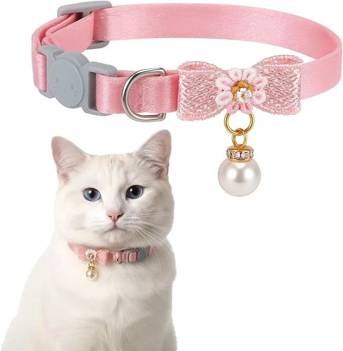Stylish Cat Collar Breakaway Adjustable Pink Cat Collar Environmentally Friendly