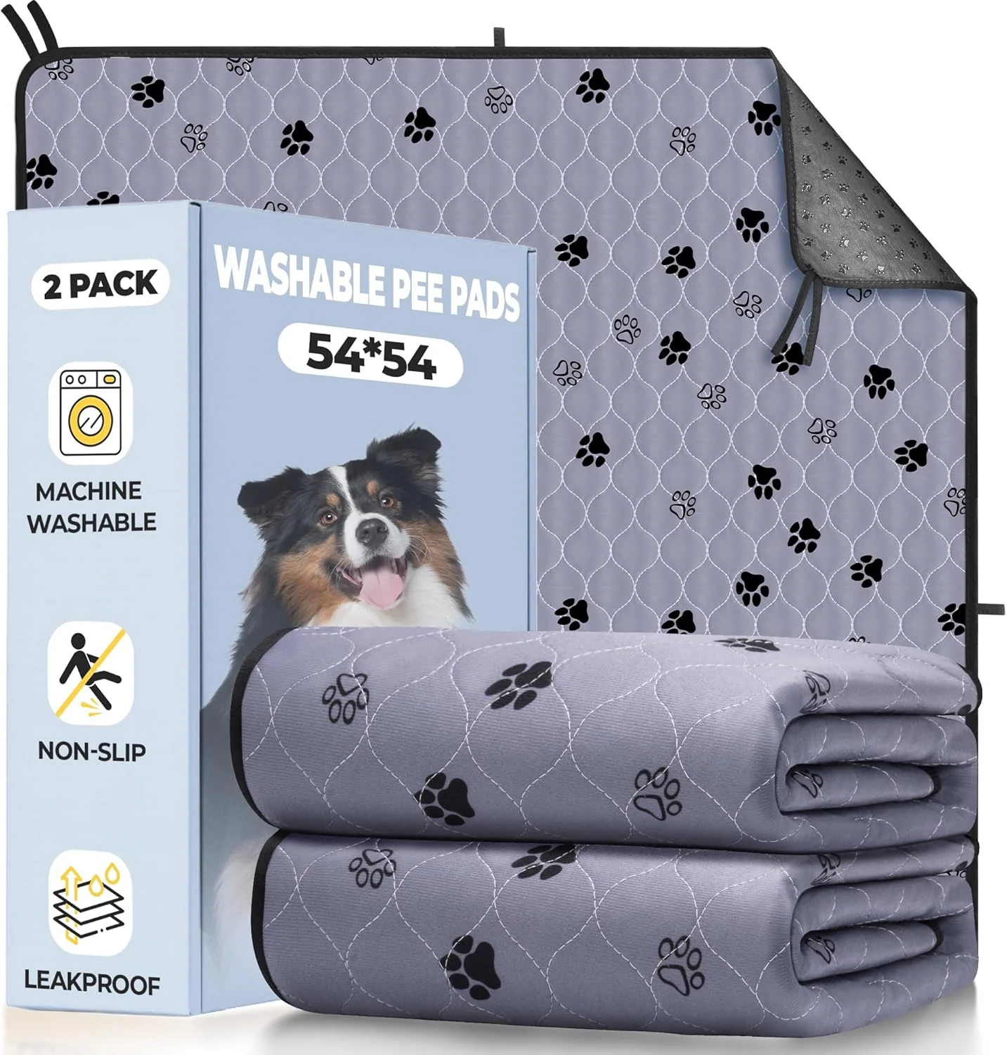 Genuine Fostanfly Washable Pee Pads for Dogs 2 Pack Reusable Super Absorbent Potty Pads Non-Slip and Leak-Proof 54 x54 for Whelping Extra Large Potty Training Washable for Puppy First-Class