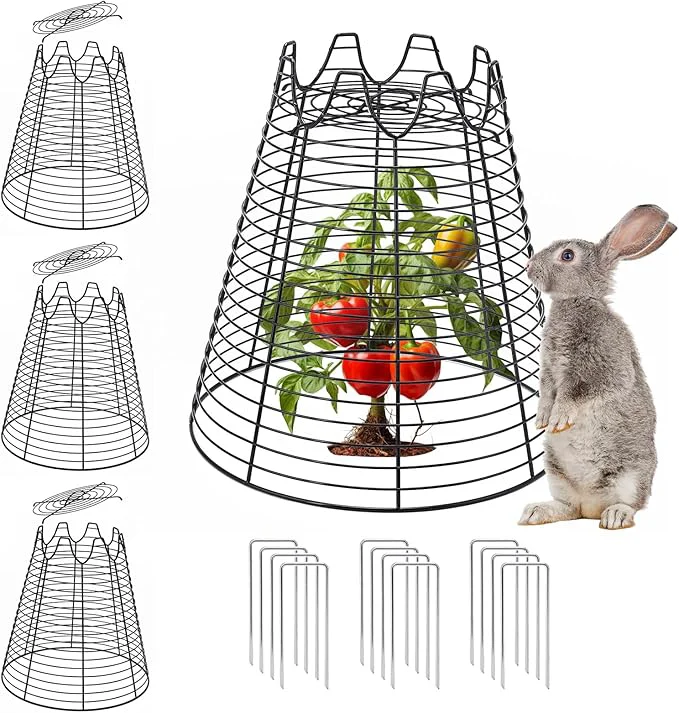 Relaxed 4 Pcs 11.6 ×11.6 Plant Protectors from Animals Sturdy Metal Plant Cages Versatile