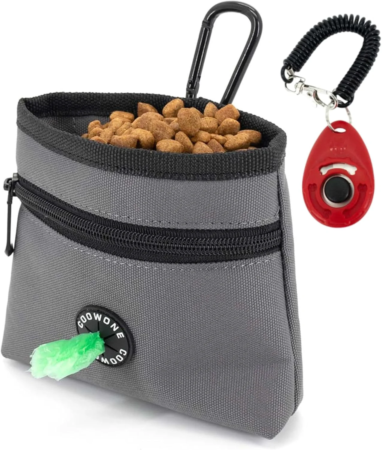 Secure COOWONE Dog Treat Pouch with Pet Training Clicker Detachable Dog Puppy Training Treat Bag 900D Oxford Cloth Magnetic Closure Small Dog Poop Bag Holder for Travel or Outdoor Use Convenient