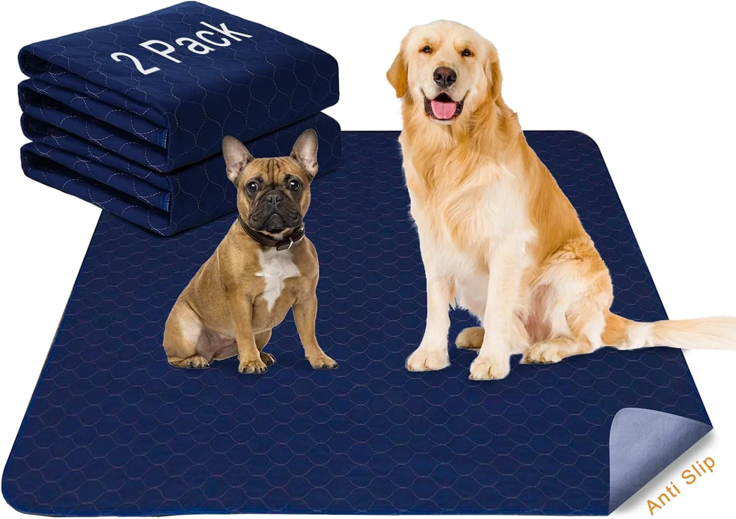 Elite 2Pack Pee Pads for Dogs Washable 53 x53 Extra Large Puppy Pads Waterproof Super Absorption Anti Skid for Whelping Training High-End