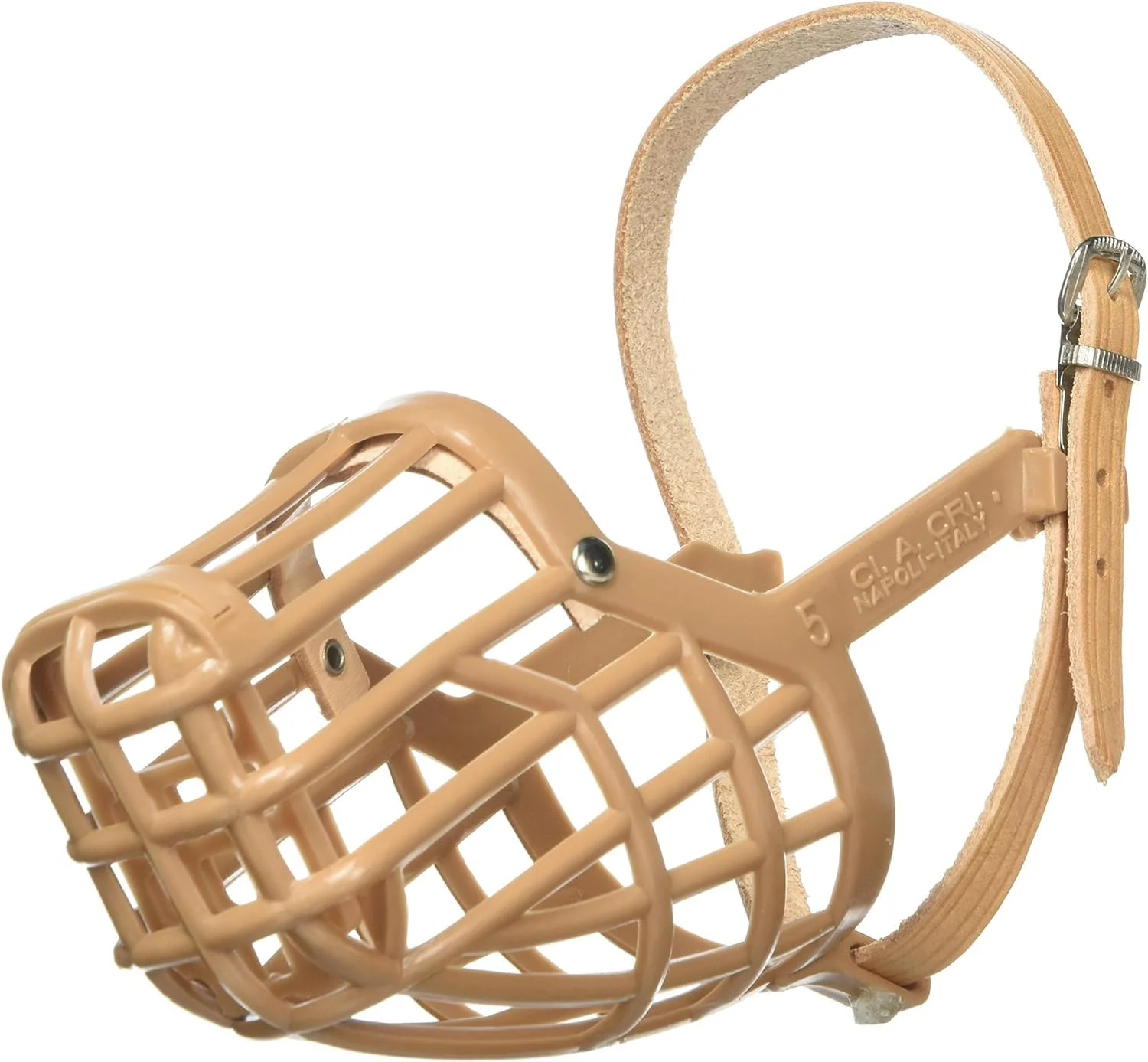 Breathable Leather Brothers Italian Basket Dog Muzzle Adjustable Secure Fit Comfortable Design Training and Safety Averts Biting Prevents Chewing and Scavenging for Grooming - Tan Size 9 Sophisticated