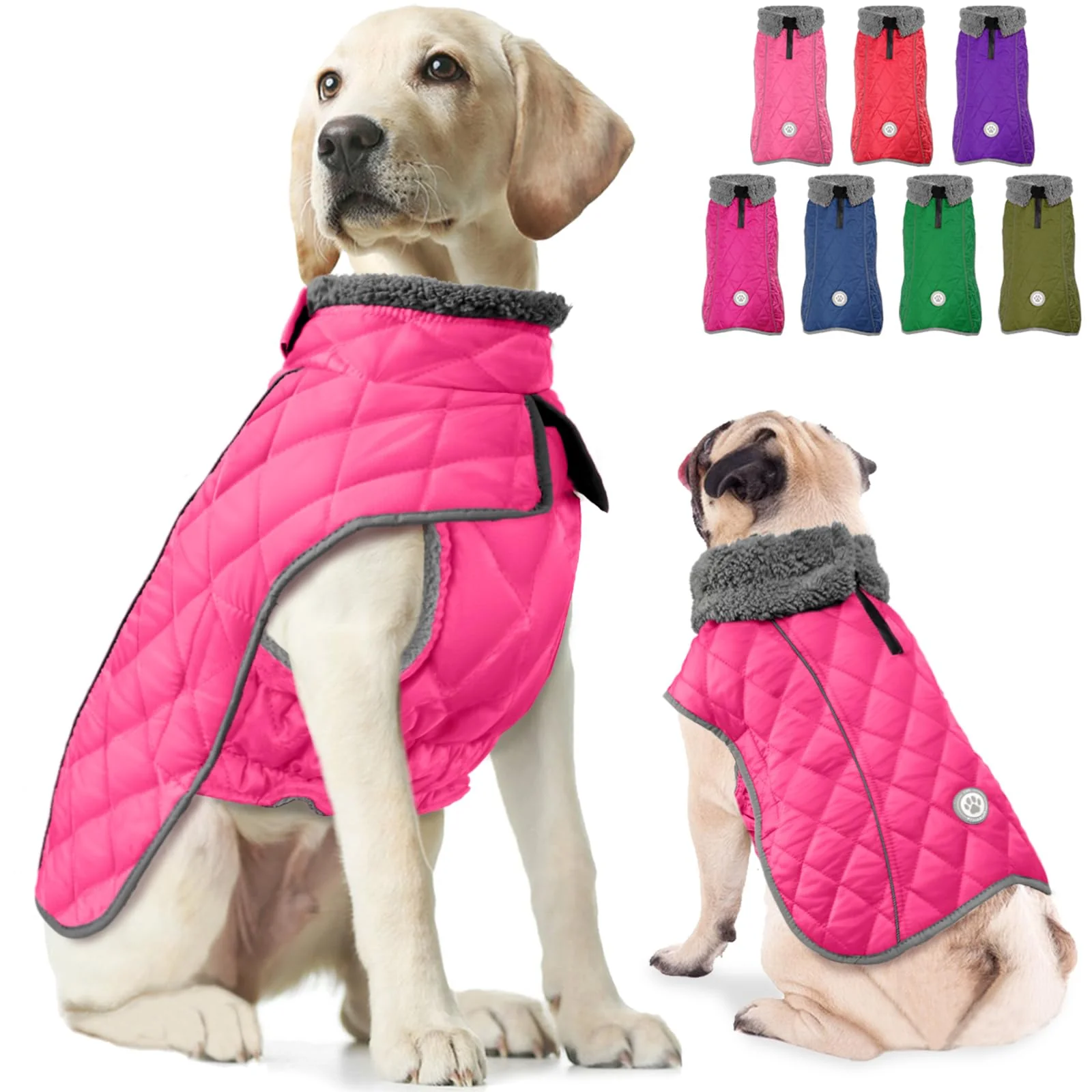 Sustainable Fragralley Dog Winter Coat – Waterproof Windproof Reflective Fleece Jacket with Harness Hole Advanced