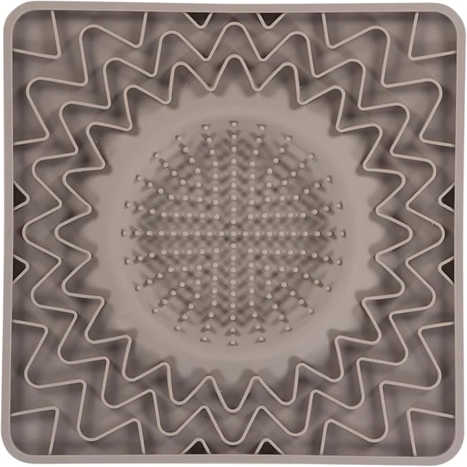 Carefully Designed Messy Mutts Framed Silicone Therapeutic Licking Bowl Mat 9.5 x 9.5 Slow Feeder Mat for Boredom Anxiety Lick Pad for Dogs Cats GreyAbout ThisOverview Authentic