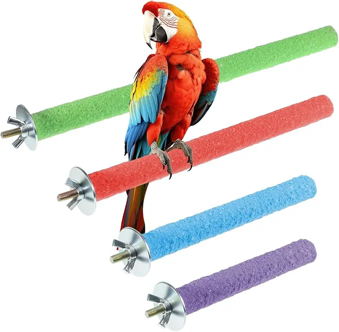 Environmentally Friendly 4 Pcs Bird Perch Stand Toy Parrot Perch Stand Wood Bird Cage Perches Toy Official