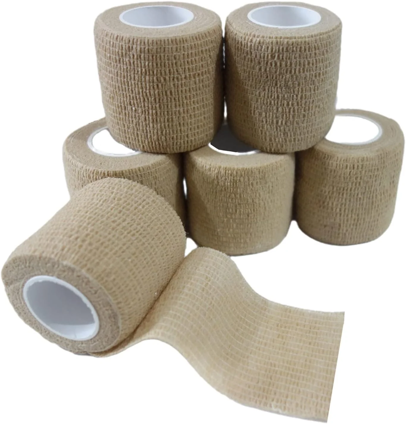 Responsible 6 Pack 2 x 5 Yards Self Adhesive Bandage Wrap Breathable Cohesive Vet Wrap for Pets Elastic Self-Adherent Tape for Sports Wrist Ankle Skin Color Solid