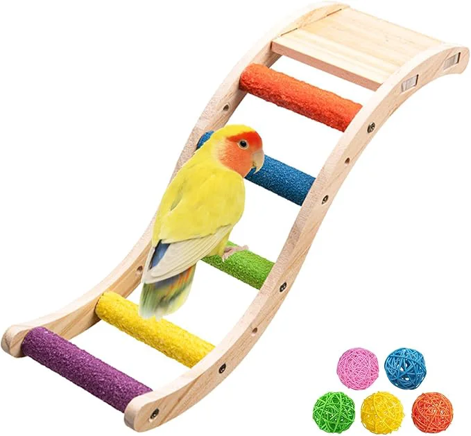 Smart Hamiledyi Nature Wooden Bird Ladder Pet Parrots Climb Bridge Exercise Stands Quality