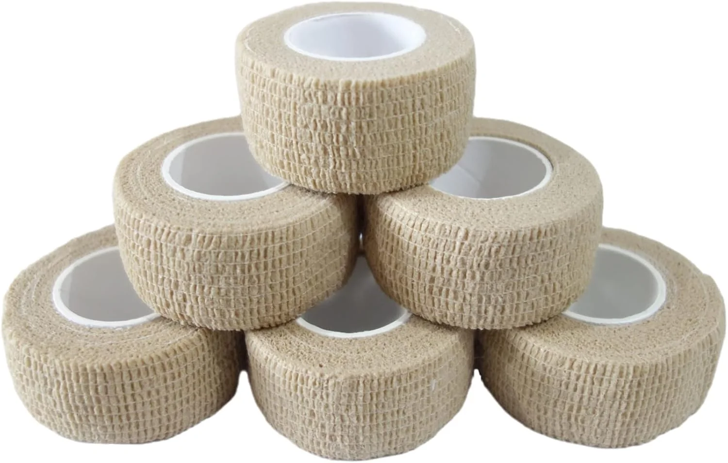 Comfortable 6 Pack 1 x 5 Yards Self Adhesive Bandage Wrap Breathable Cohesive Vet Wrap for Pets Elastic Self-Adherent Tape for Sports Wrist Ankle Skin Color Stylish