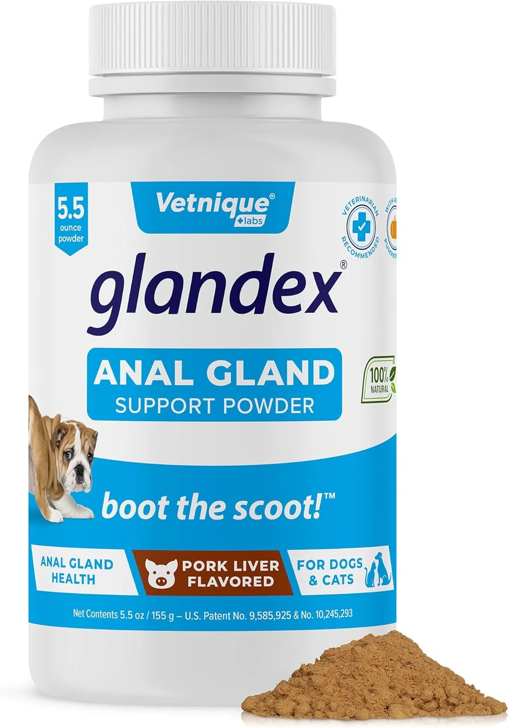 Smooth Vetnique Labs Glandex Dog Fiber Supplement Powder for Anal Glands with Pumpkin Digestive Enzymes Dog Probiotics for Digestive Health - Vet - Boot The Scoot Pork Liver 5.5oz Powder Relaxed