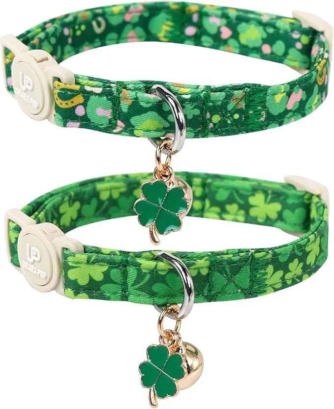 Crafted Cat Collar Spring Green Trefoil Cat Collar Proven