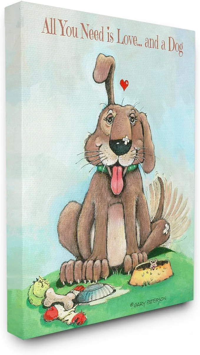 Consistent Stupell Industries 'Love and A Dog Funny Pet Cartoon Design' Canvas Art 36 x 48 Inches Easy to Hang and Sturdy Made in USA by Gary PattersonAbout This High-End