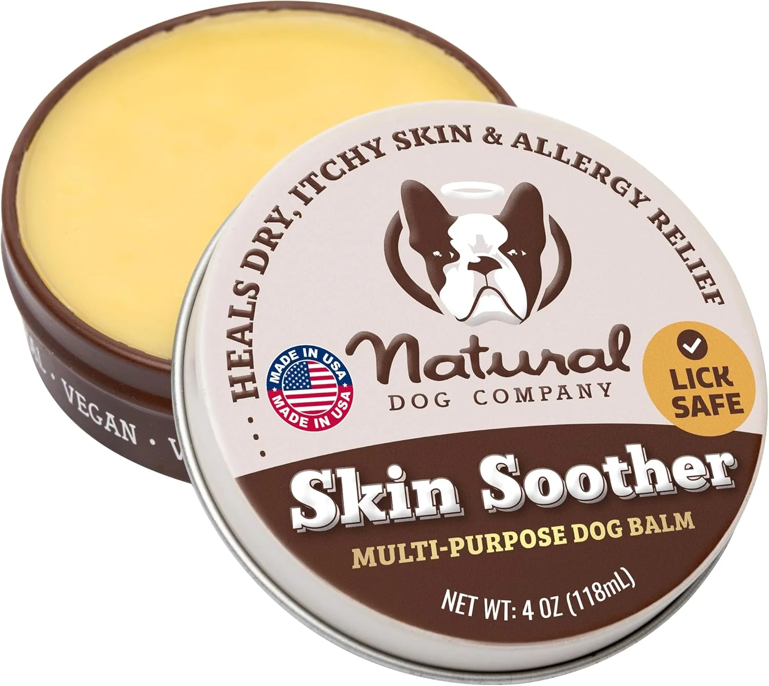 Original Design Natural Dog Company Skin Soother Balm Protects from Hot Spots Itching Irritation Relief Allergy Lotion Dog Moisturizer Rash Cream with Coconut Oil Vitamin E for Pets 4 oz Tin Luxury