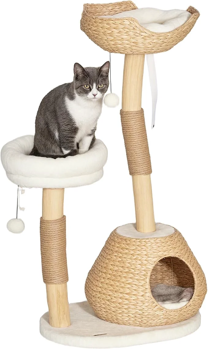 Sustainable PawHut Cat Tree for Indoor Cats Luxury Condo Beds Toby Balls Kitten First-Class