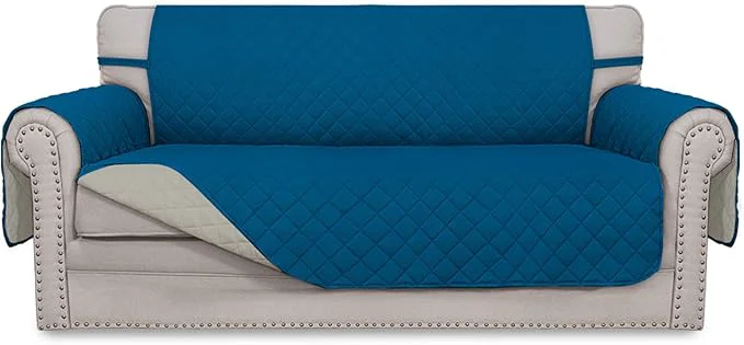Advanced Easy-Going Sofa Slipcover Reversible Loveseat Sofa Cover Couch Cover for 2 Cushion Couch Furniture Protector with Elastic Straps for Pets Kids Dog Cat Oversized Loveseat PeacockBlue Beige About ThisOverview Top-Quality