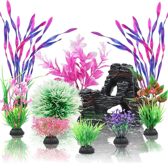 Reusable Fish Tank Accessories Aquarium Fish Tank Plastic Plants and Cave Rock Advanced