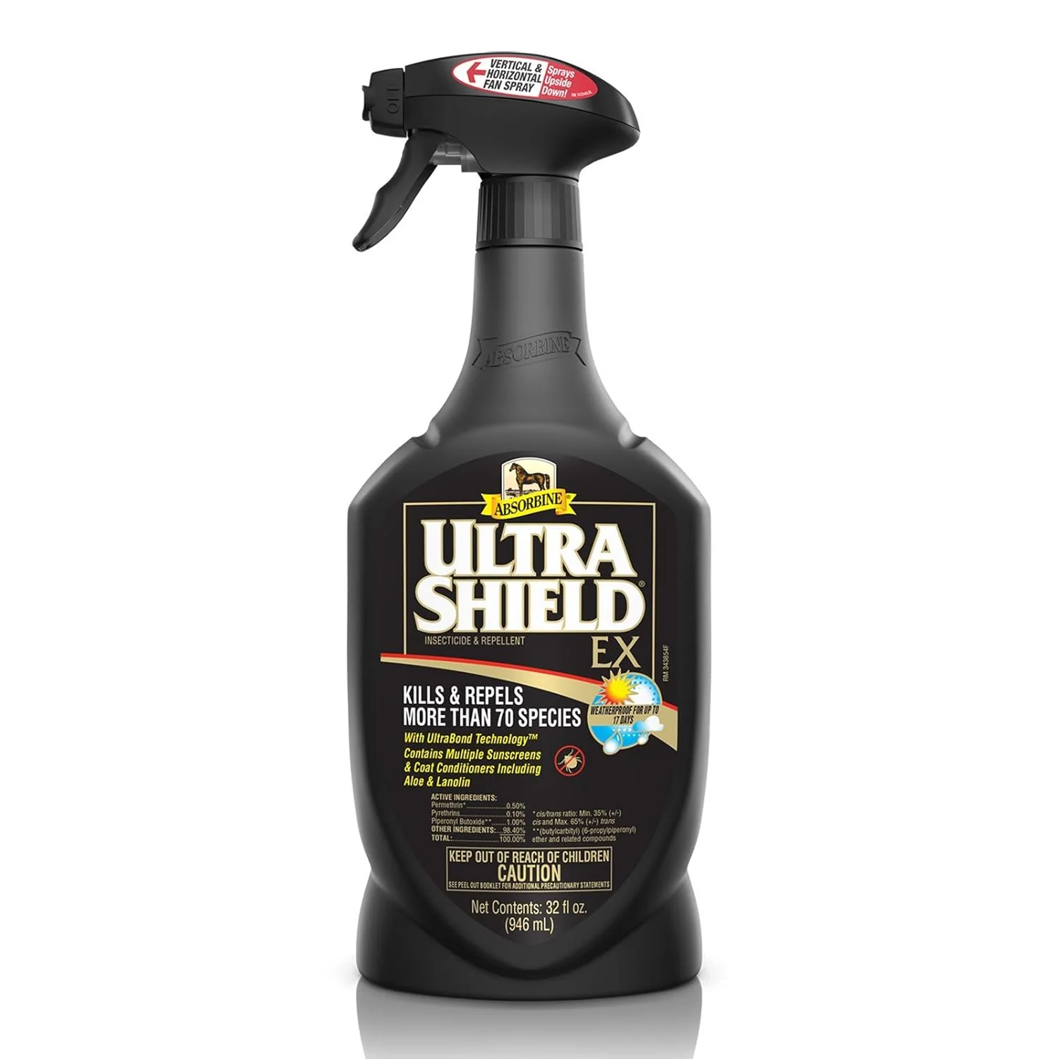 High-Grade Absorbine UltraShield EX 32oz Sprayer Insecticide Kills Repels Flies Mosquitoes Ticks Fleas Lice Use on Horses Dogs Premises Classic