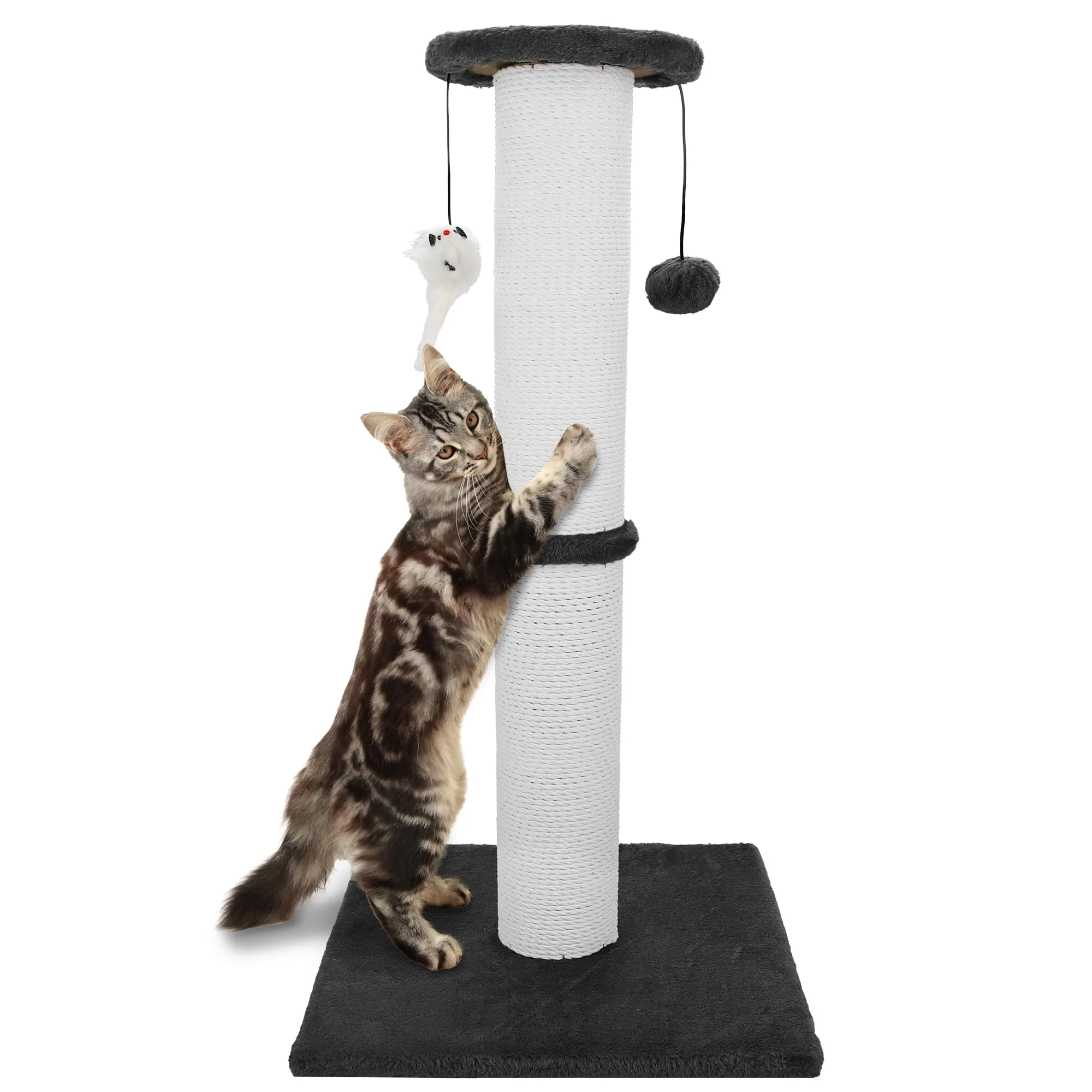 User-Friendly Ahomdoo Cat Scratching Post 34 Inches — Heavy-Duty Thick Sisal Rope Hanging Ball High-Grade
