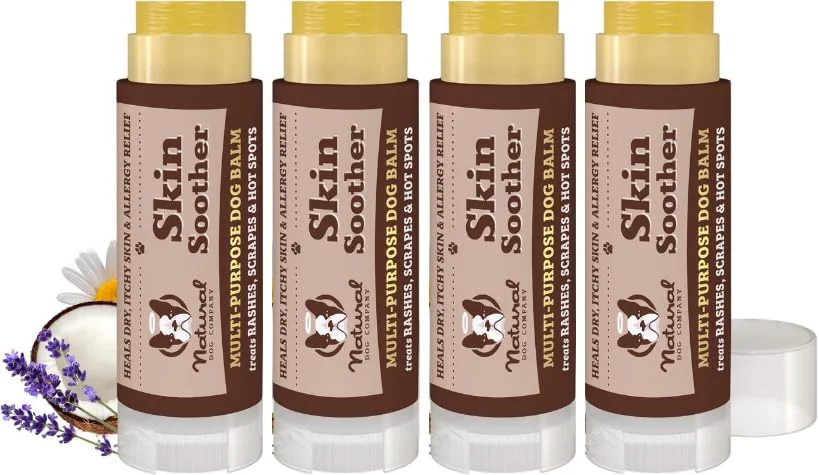 Comfortable Natural Dog Company Skin Soother 4 Pack Allergy and Itch Relief for Dogs Dog Moisturizer for Dry Skin Dog Lotion Healing Balm Dog Rash Cream Travel Stick 0.15 oz X 4 Smooth