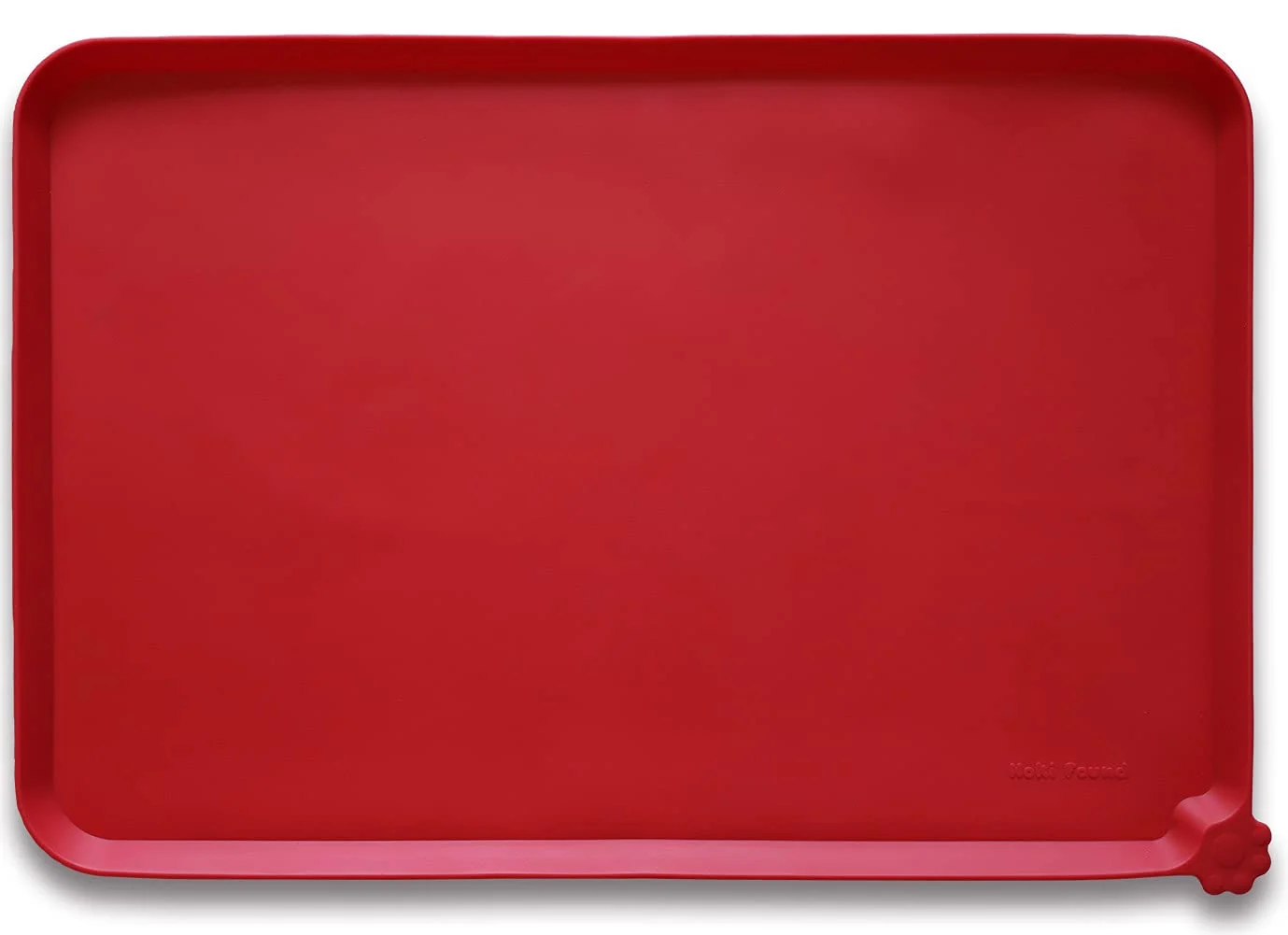 Refined Hoki Found X-Large Silicone Non Slip Pet Feeding Mat – Waterproof 28x20 in Red Advanced