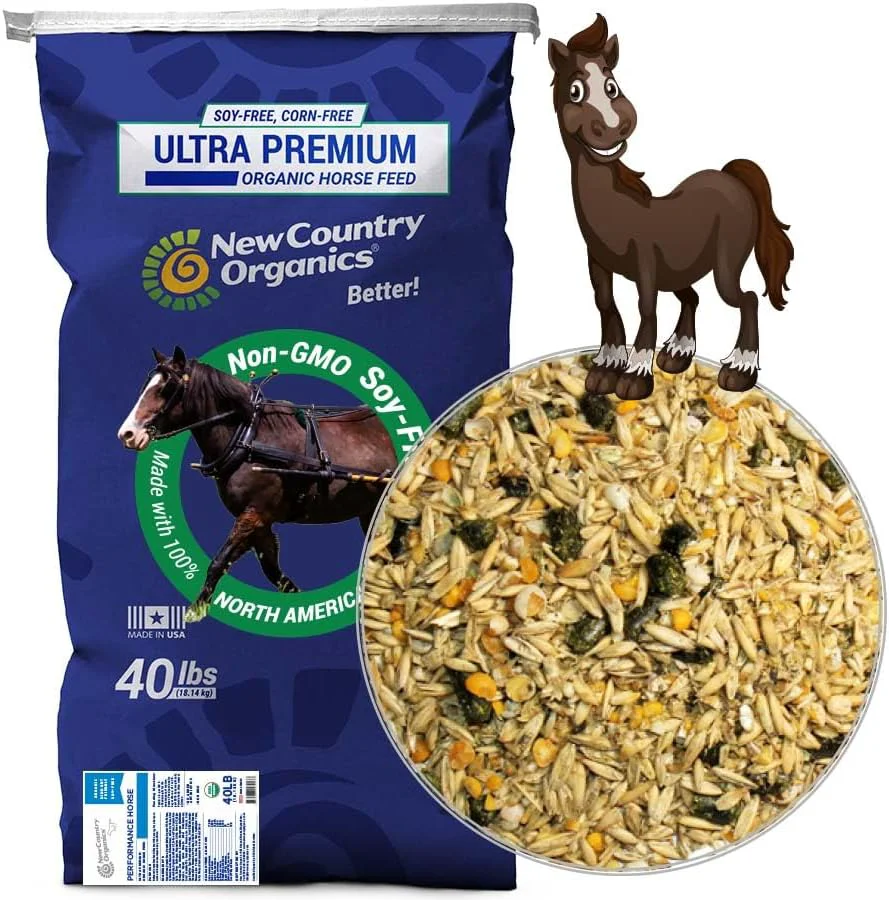 Fine New Country Organics Performance Horse Feed for Horses in Light to Moderate Work Corn- and Soy- 12 Protein Organic and Non-GMO Horse Feeder with Grains Oats 40 lbs Smooth