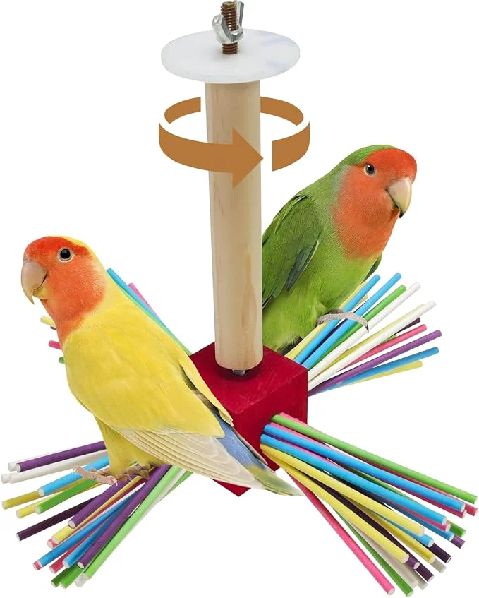 Premium Material Bird Perch Toy for Cage Spinning Windmill Bird Perch Toy 360° Rotating Selected