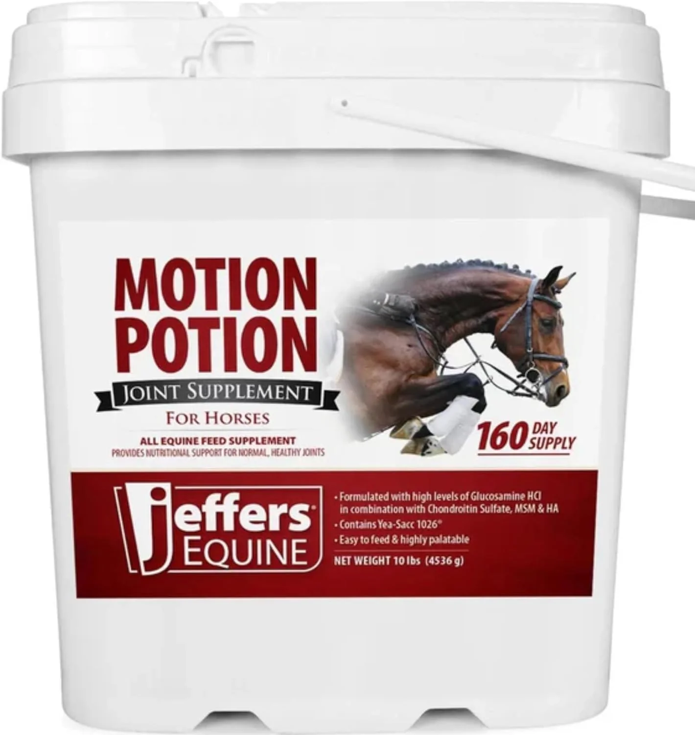 Durable Jeffers Motion Potion Pellets Joint Supplement for Horses 10 lb- Glucosamine MSM Chondroitin Hyaluronic Acid Vitamins. Daily Supplement for Safe Easy to Feed Fast Acting for Equine Secure