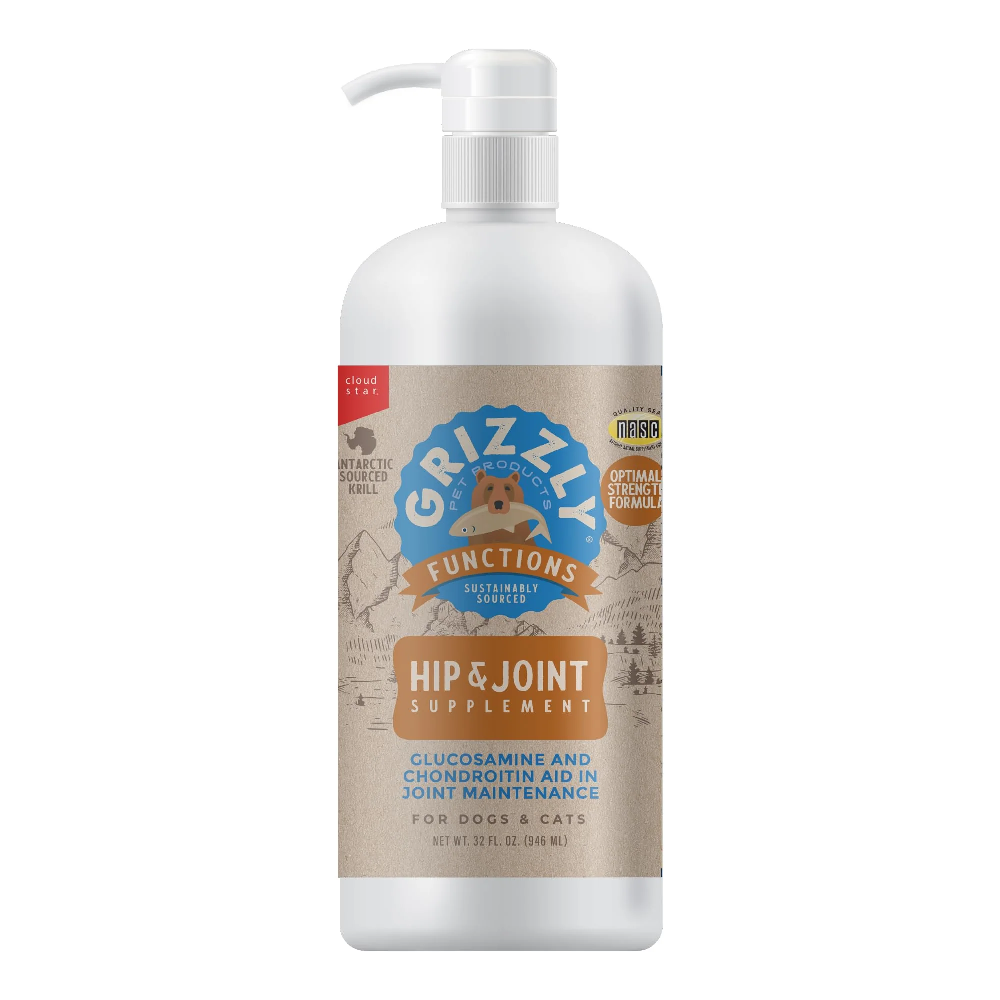 Artisan Grizzly Joint Aid Liquid – Hip Joint Health Supplement for Dogs Cats 32 oz Made in USA Secure