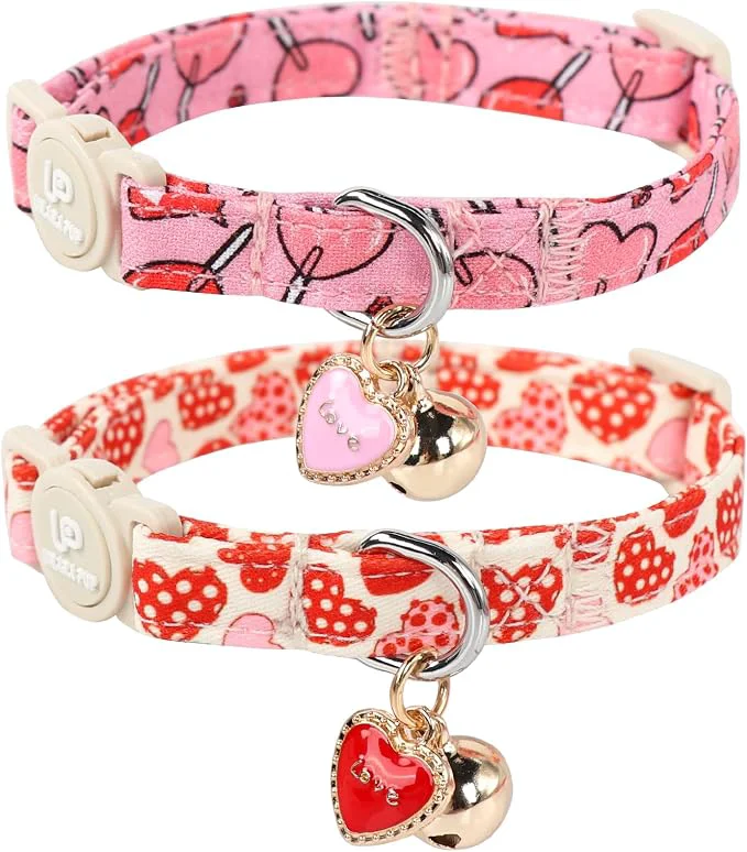 Smart Cat Collar Sweet Heart Kitten Collars Pink Hearts Fashionable