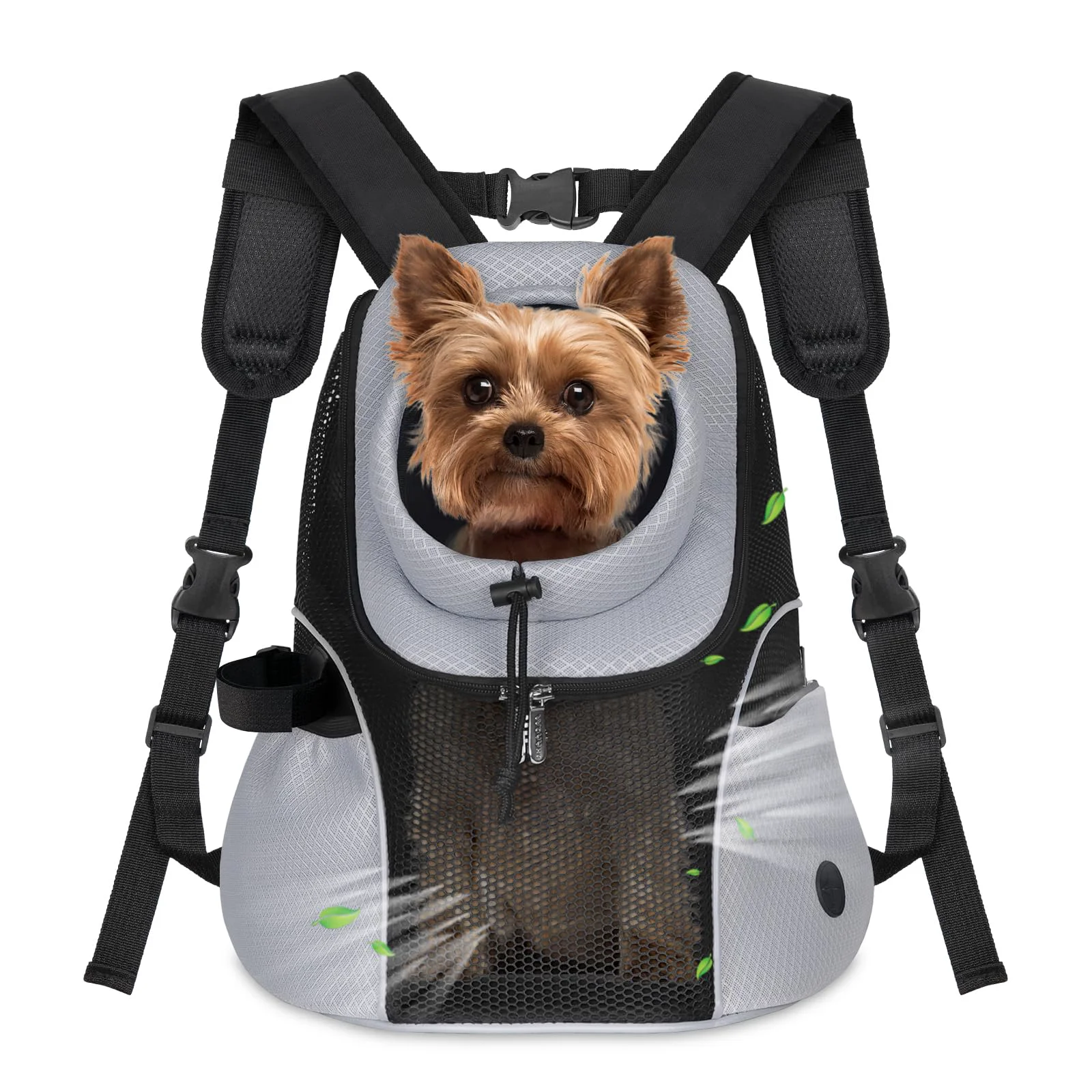 Premium Material WOYYHO Small Dog Carrier Backpack – Ventilated Front Pack Size M 5-9 lbs Grey High-End