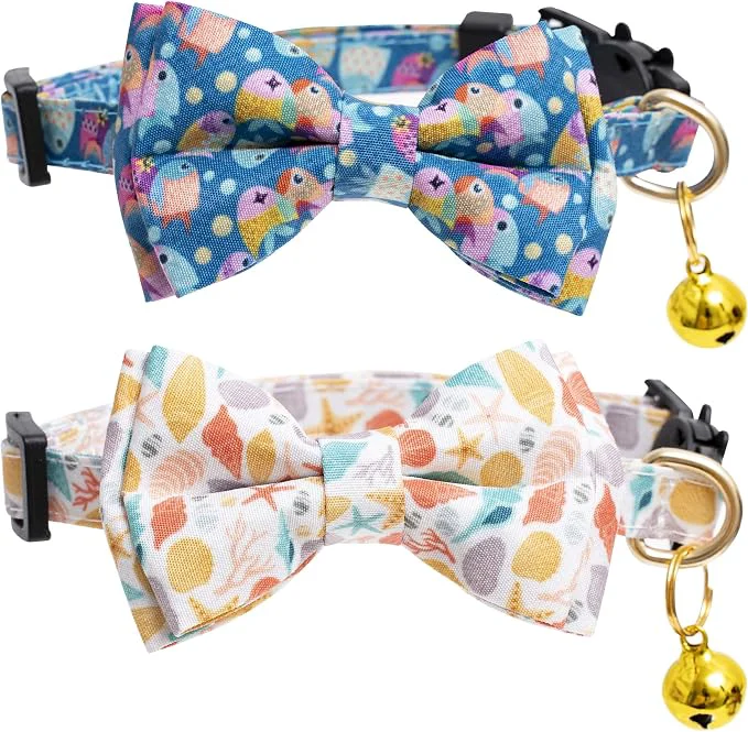 High-Grade Faygarsle 2 Pack Cotton Designer Breakaway Cats Collar Convenient